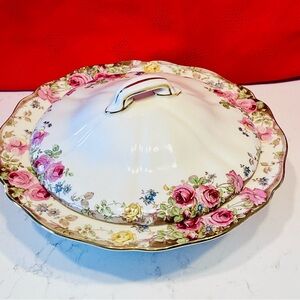 VTG Rare Royal Doulton English Rose D6071 lidded vegetable tureen serving dish